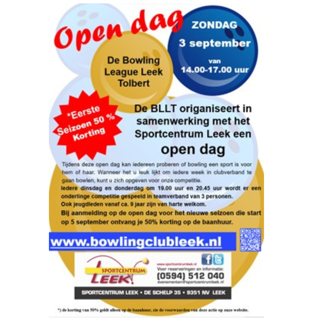 Open dag Bowling league Leek Tolbert 